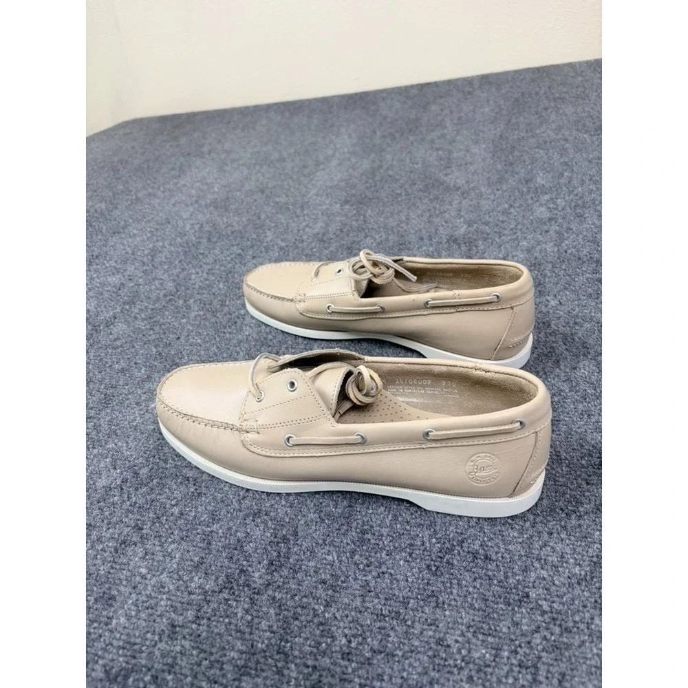 G.H. Bass & Co Men's Beige Leather 2 Eye Moc Toe Boat Shoes CasualSize‎ 11 M